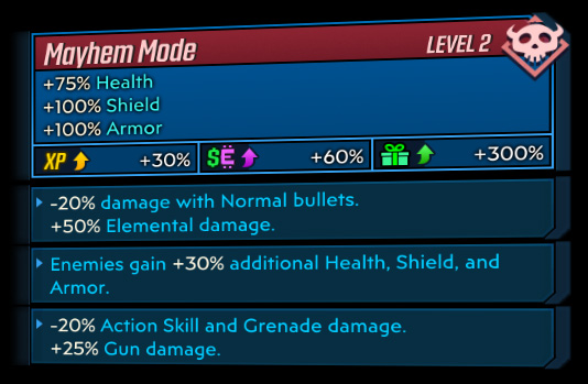 Borderlands 3 Mayhem Mode to change difficulty