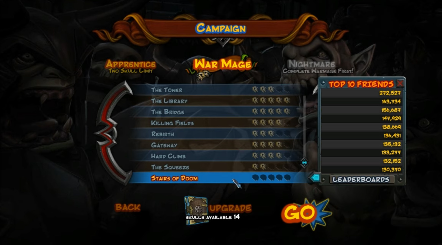 Orcs Must Die Level Select