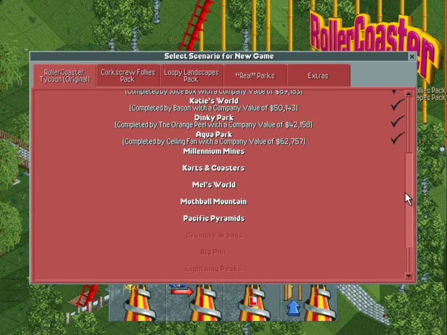 Roller Coaster Tycoon Level Select