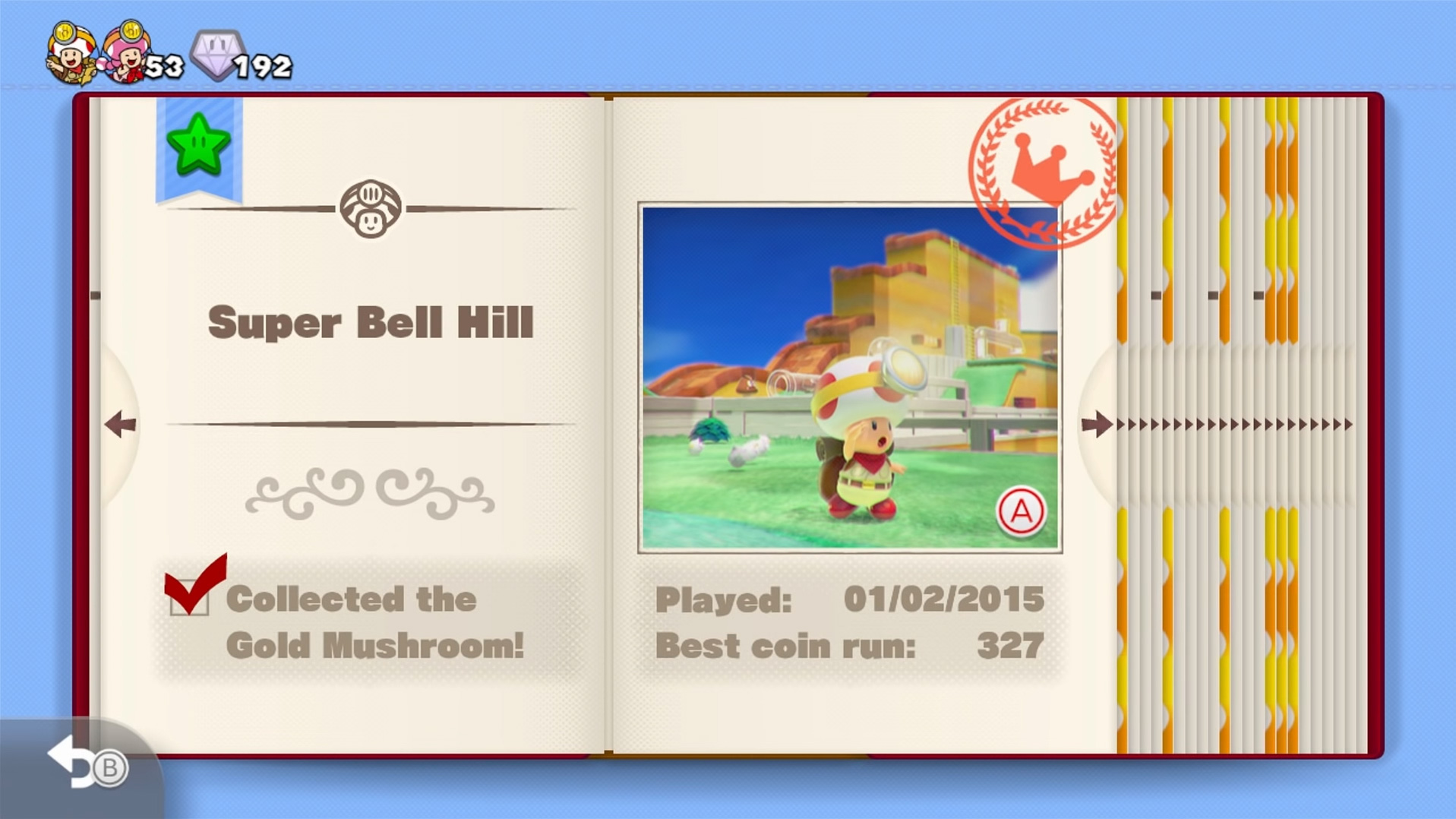 Toad's Treasure Tracker Level Select