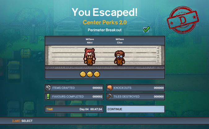 Escapists 2 Scores