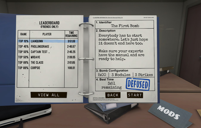 Keep Talking and Nobody Explodes Scores
